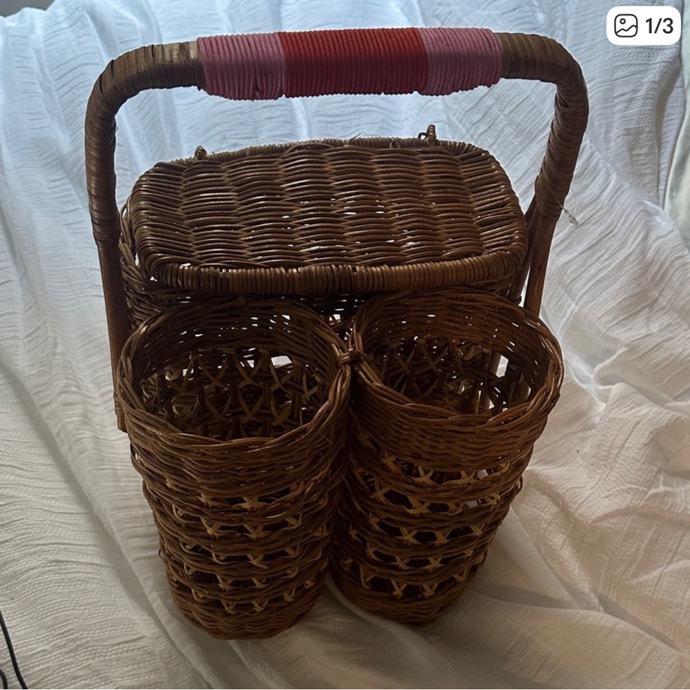 Anthropologie Brown Wicker wine and cheese Basket Set